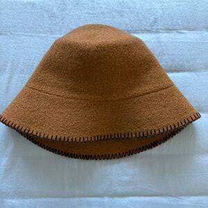 COS Camel Wool Felt Bucket Hat with Contrast Stitch
